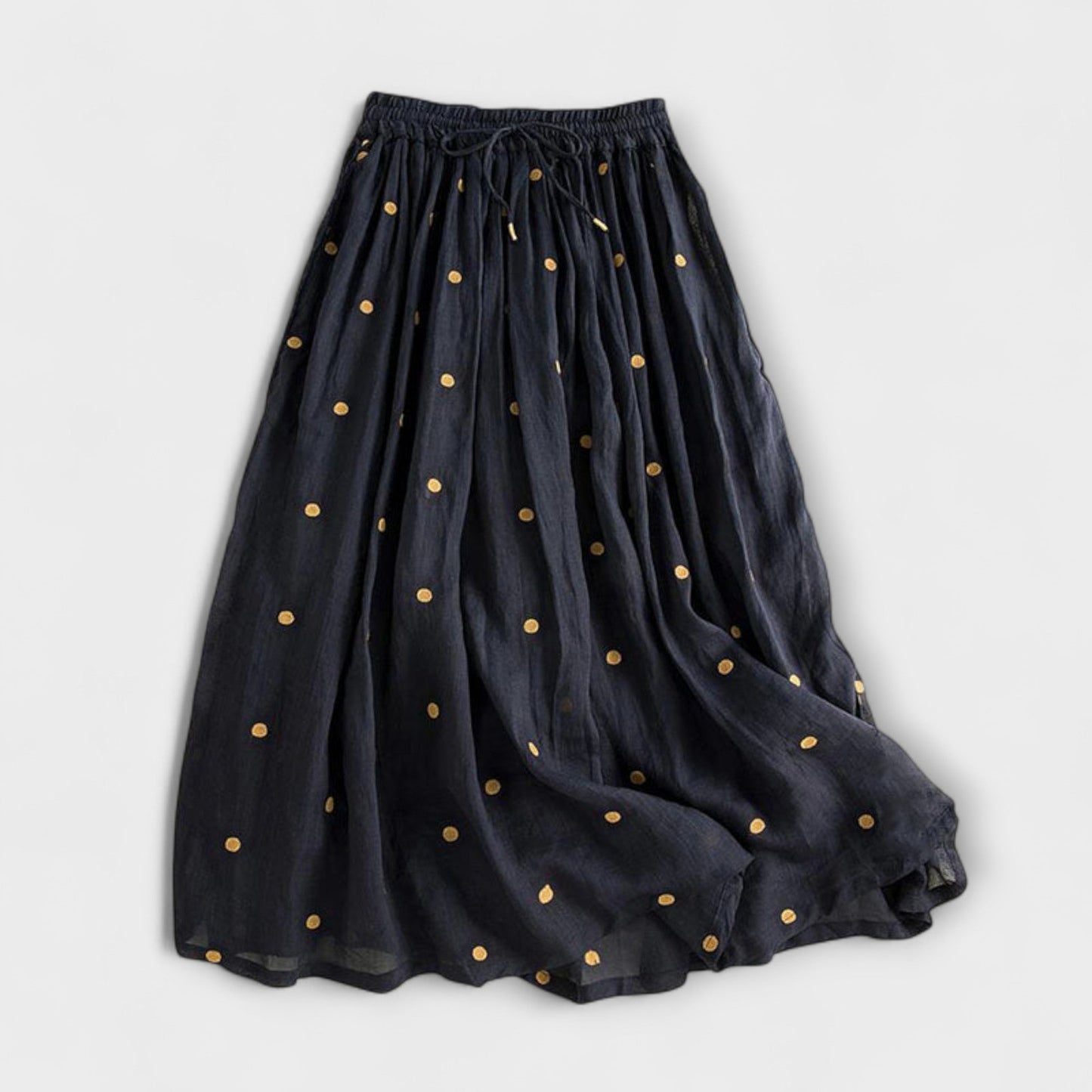 Fun Polka Dot Cotton-Linen Skirt