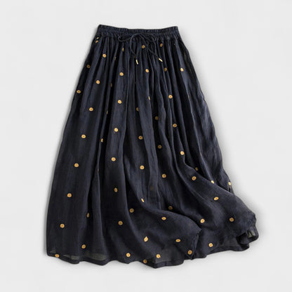 Fun Polka Dot Cotton-Linen Skirt