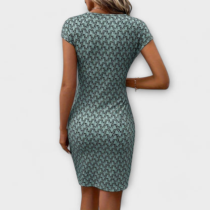 Emma - Short Sleeve Tulip Dress with Allover Print