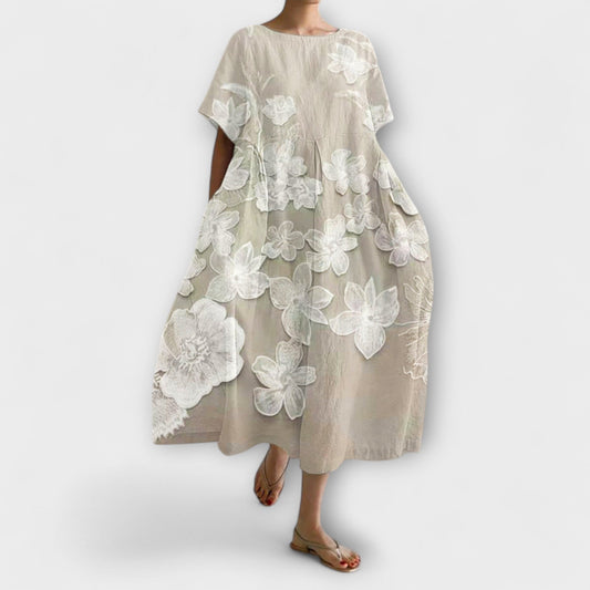 Olivia - Elegant Floral Pattern Dress