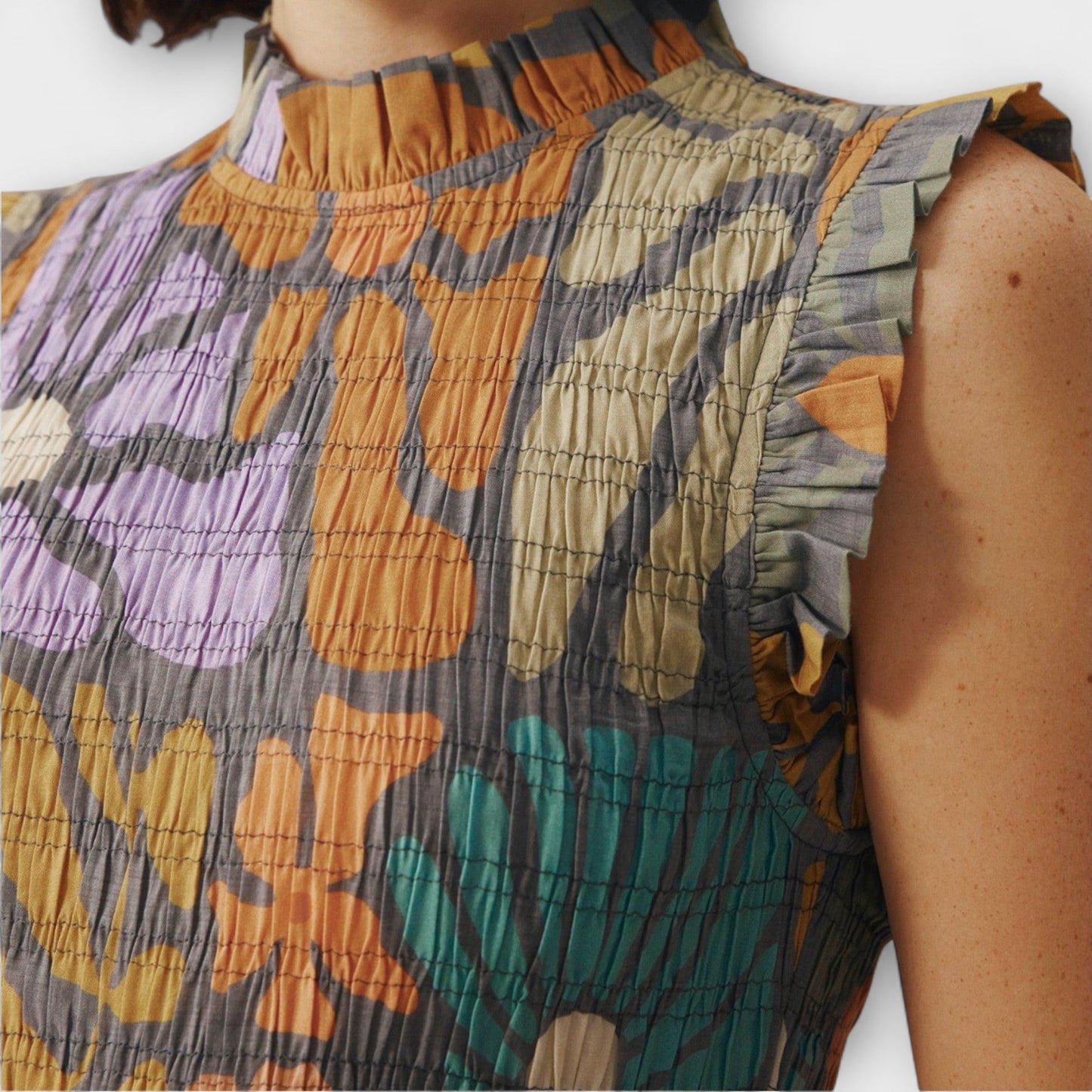 Multicolor Botanical Midi Dress