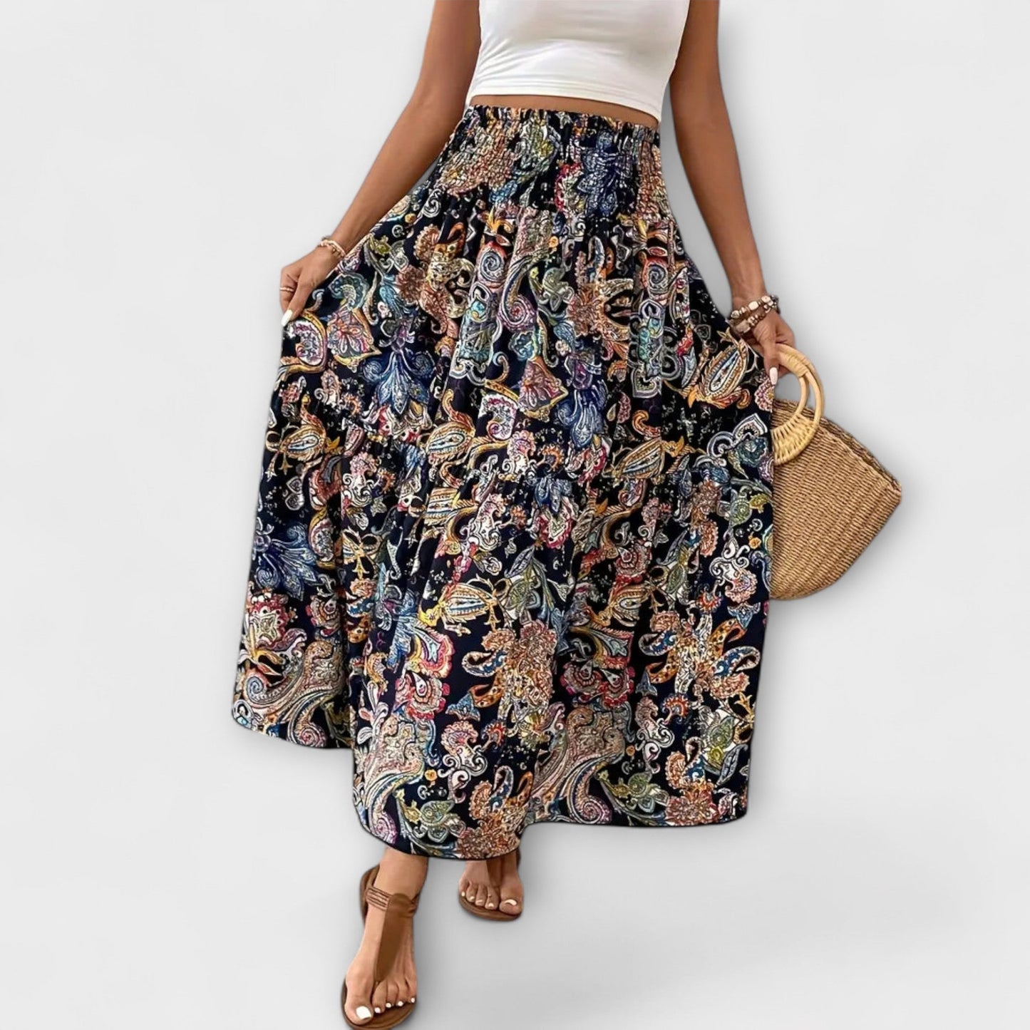 Patterned Flowy Skirt