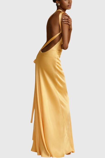 Maxi Dresses with Diagonal Straps and Open Back