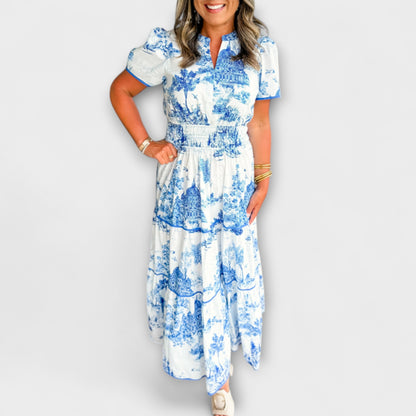 Eliza - Classic Toile Maxi Dress