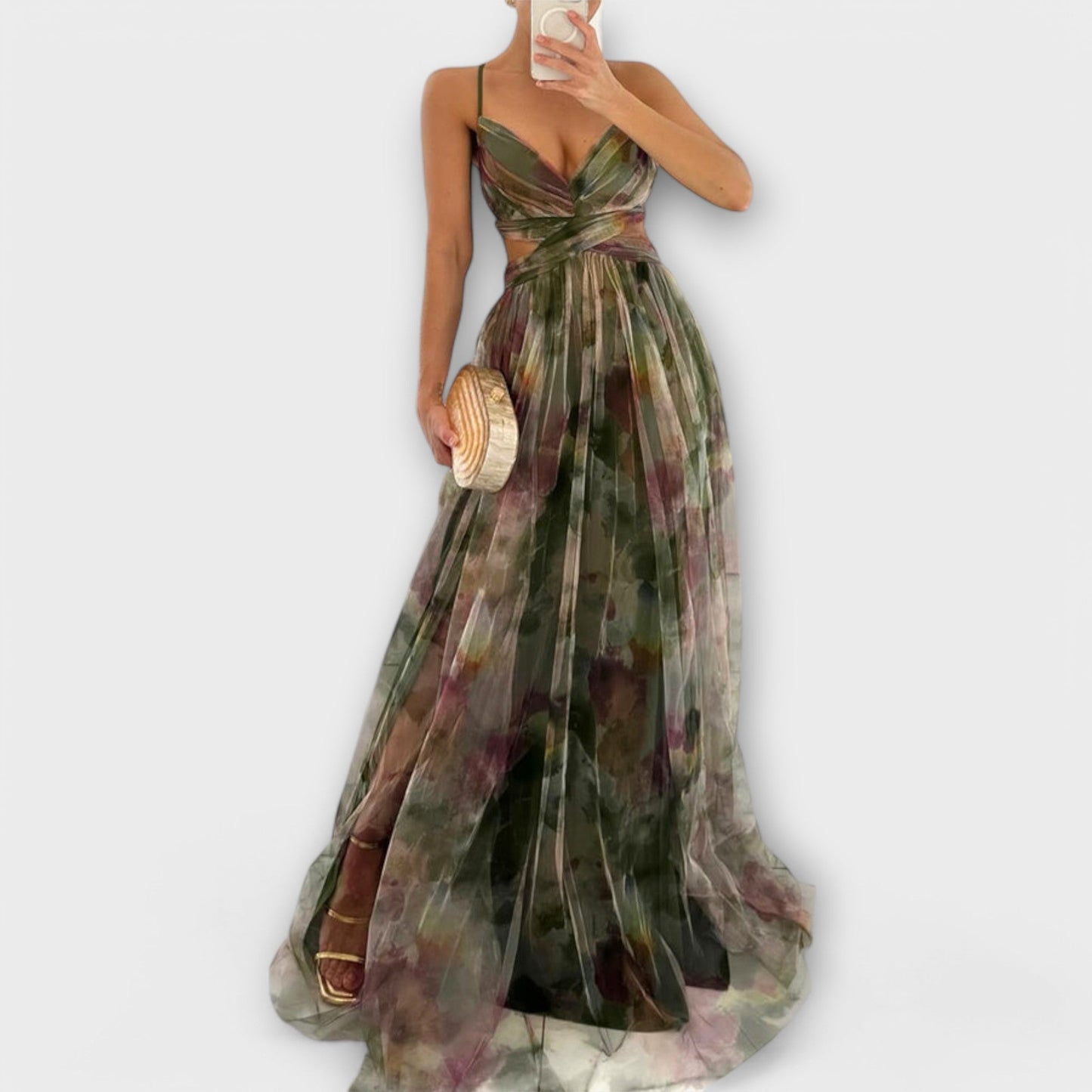 Annai Mesh Maxi Dress - Elegant and Form-Fitting