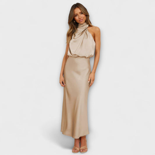 Chic Yellow Halter Maxi Dress for Summer