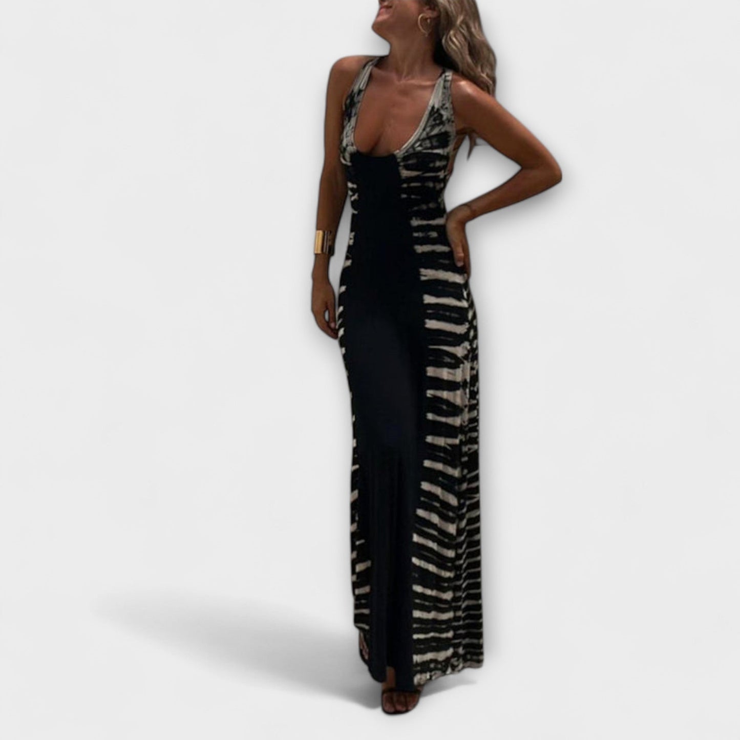 Livia - Maxi Dress with Starry Sky Tie-Dye Design