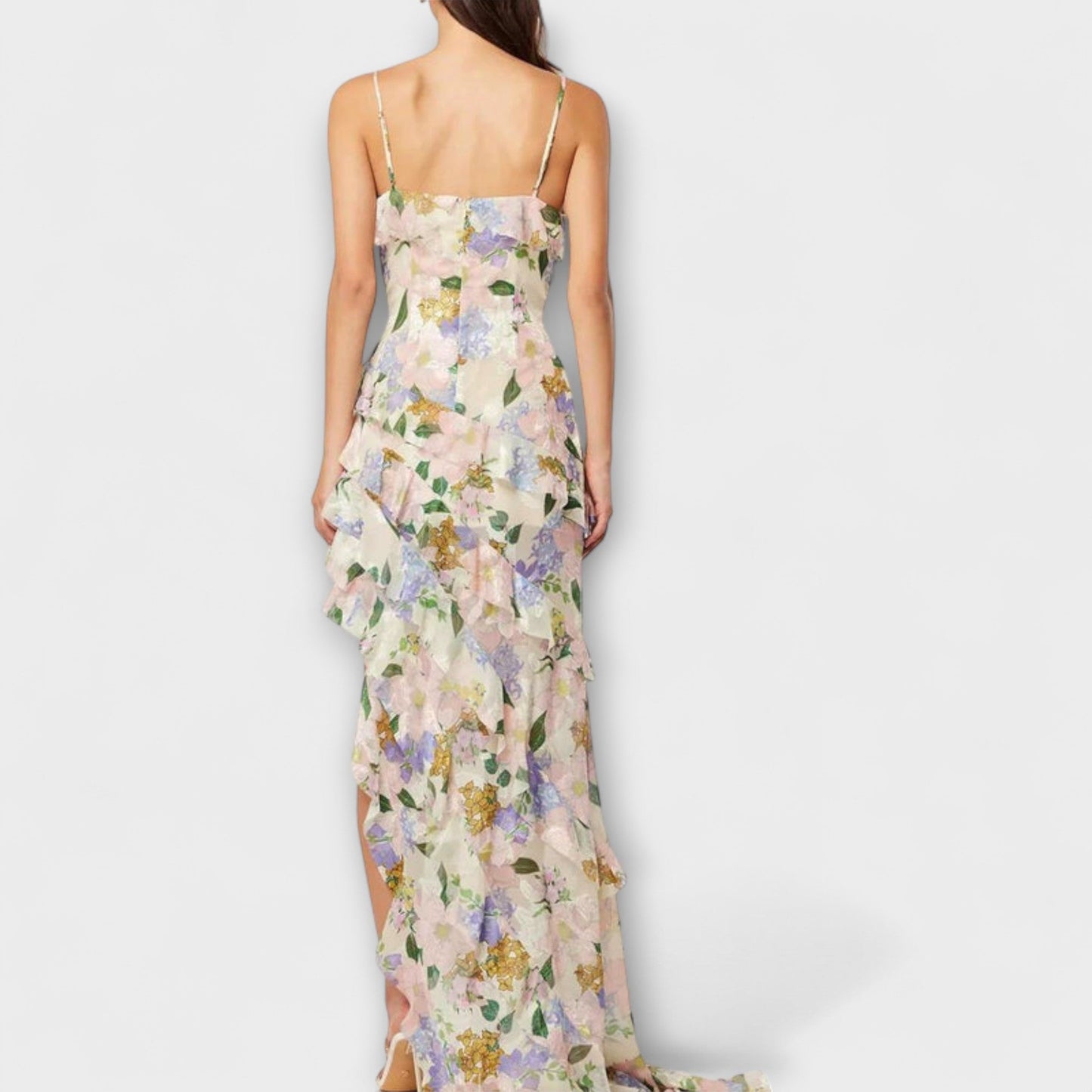 Indie Ruffled Dress with Strap Print
