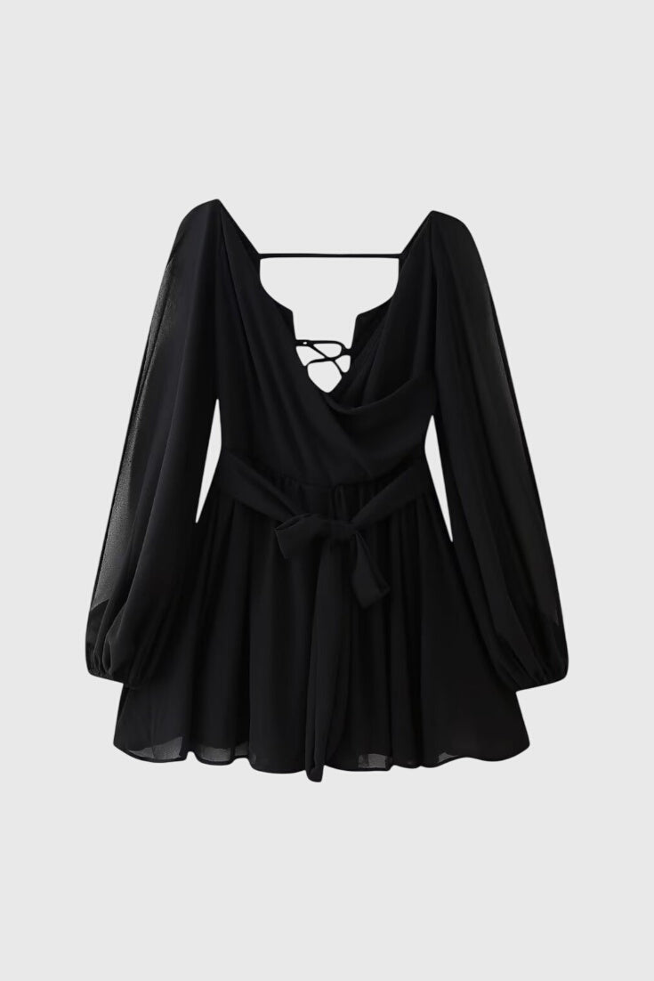 Mini dresses with a V-neck and light sleeves
