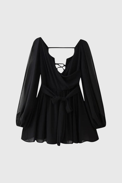 Mini dresses with a V-neck and light sleeves