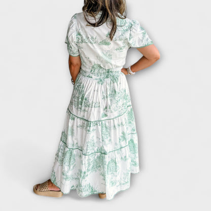 Eliza - Classic Toile Maxi Dress