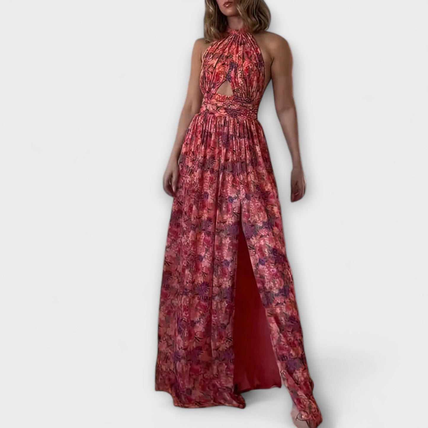 Nortrud - Floral Print Backless Maxi Dress