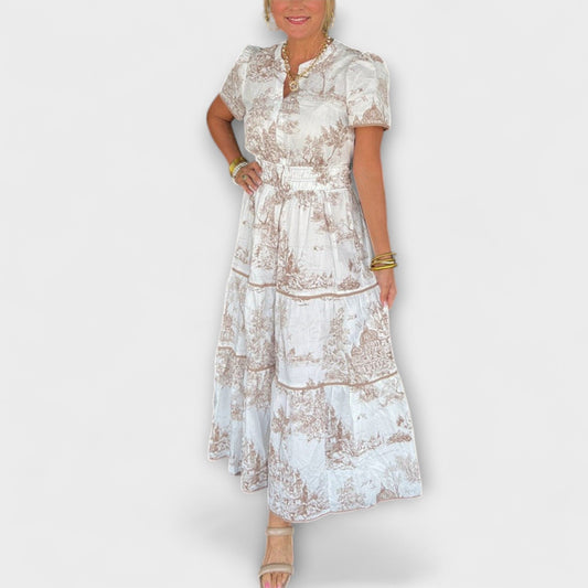 Eliza - Classic Toile Maxi Dress