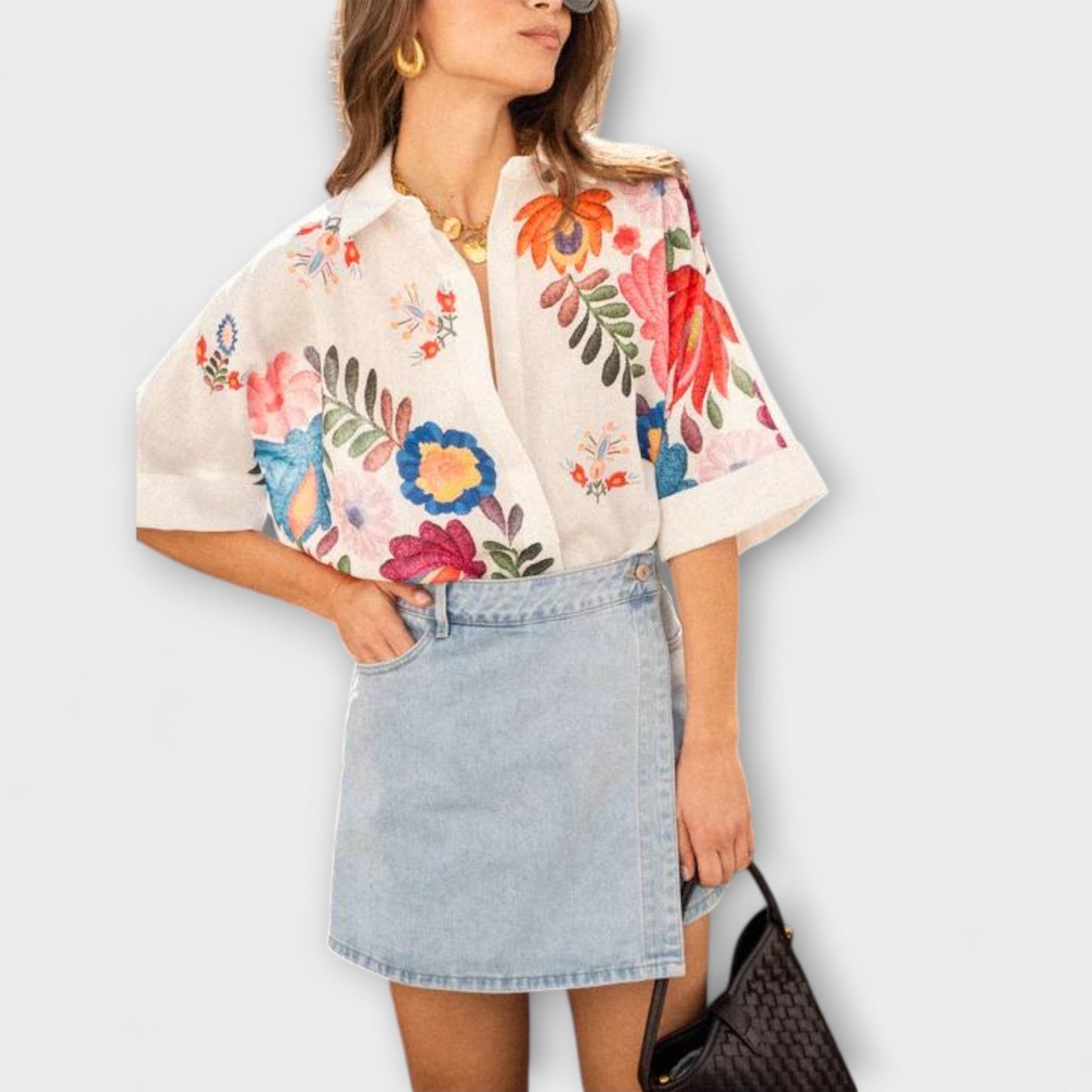 Ziva - Carla Short Sleeve Floral Print Shirt
