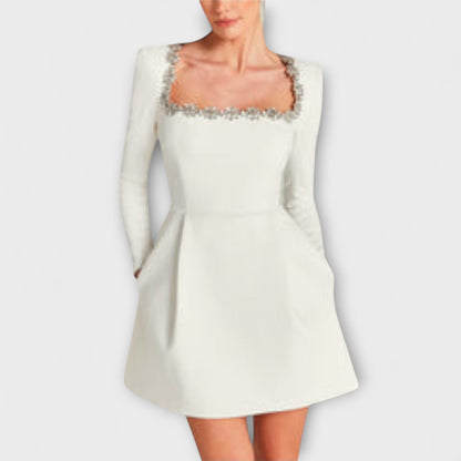 Wren - Velvet Mini Dress with Jewel Accents
