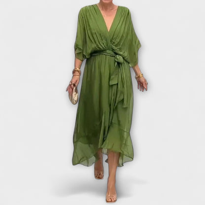 Amoura - V-Neck Chiffon Dress