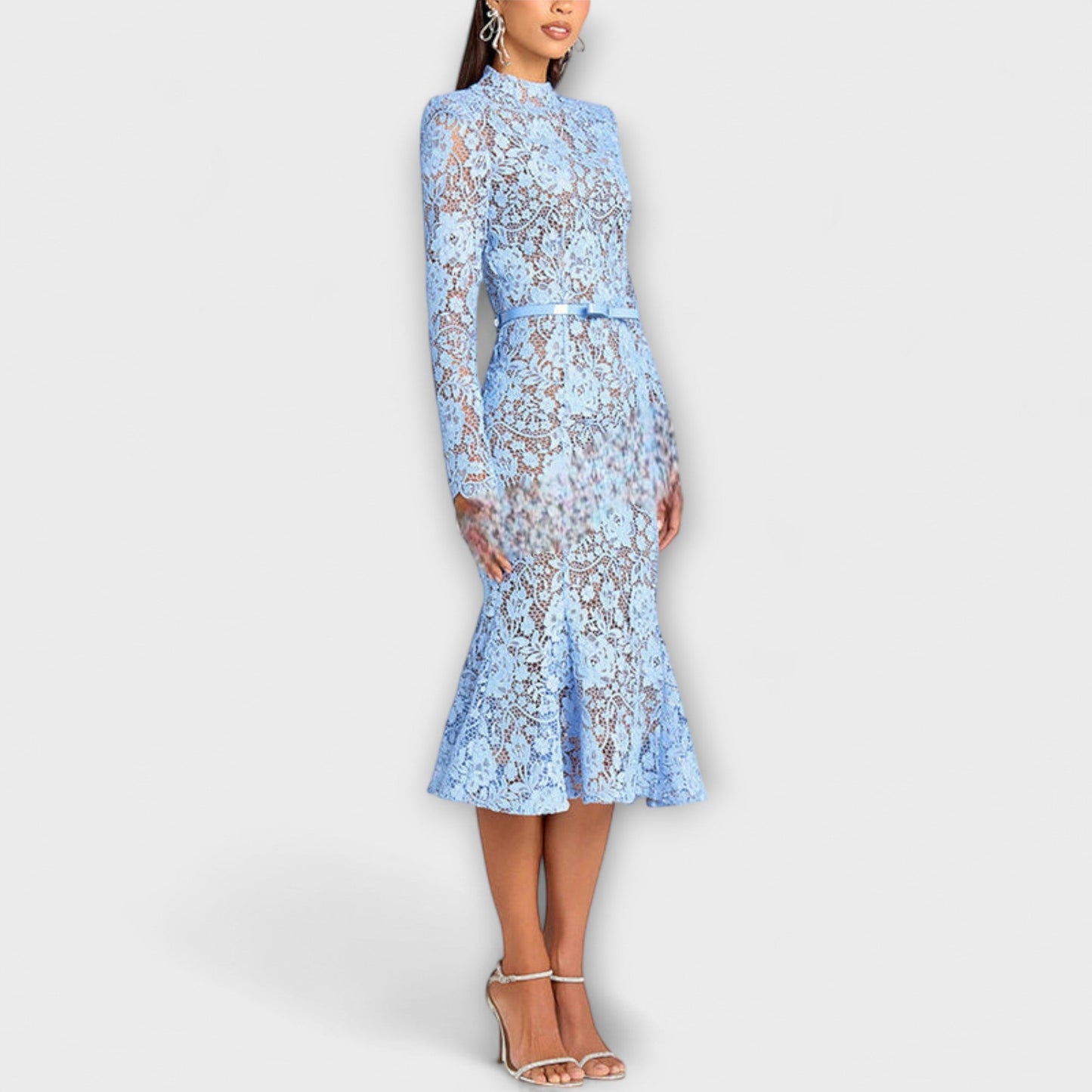 Freya - Elegant Floral Lace Midi Dress