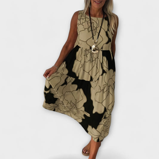 Tiered Skirt Floral Midi Dress