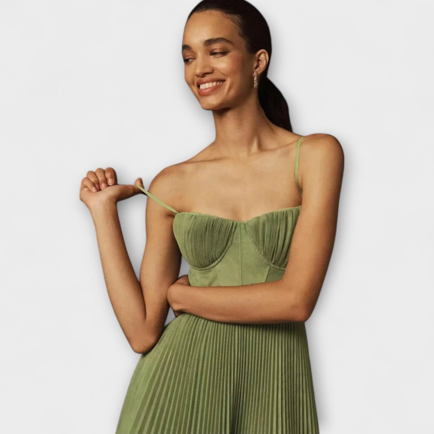 Marilyn - Midi Tulle Pleated Dress with Bustier Design