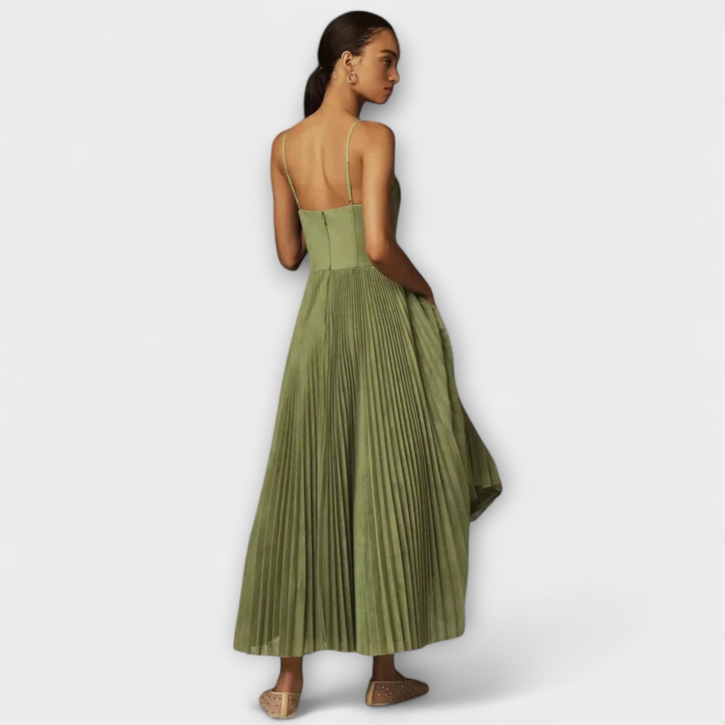 Marilyn - Midi Tulle Pleated Dress with Bustier Design