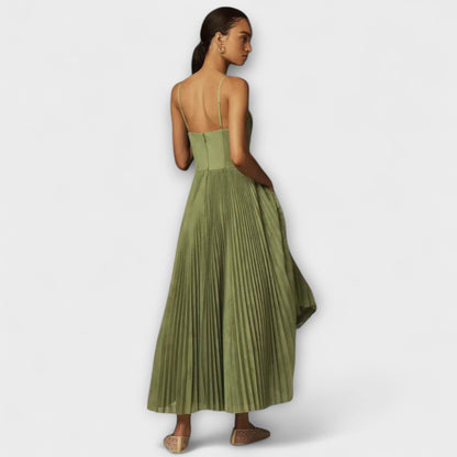 Marilyn - Midi Tulle Pleated Dress with Bustier Design