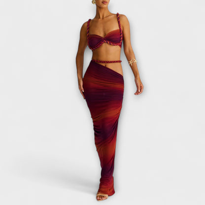 Jane - Stylish Gradient Braid Crop Top and Overskirt Set