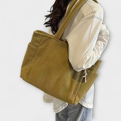 Tilda – Ribbed Tote Bag with Cord Detail