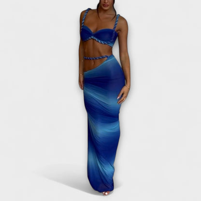 Jane - Stylish Gradient Braid Crop Top and Overskirt Set