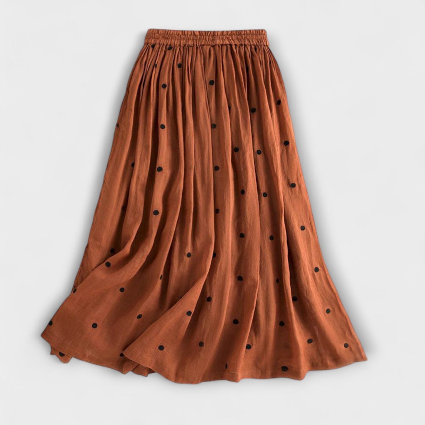 Fun Polka Dot Cotton-Linen Skirt