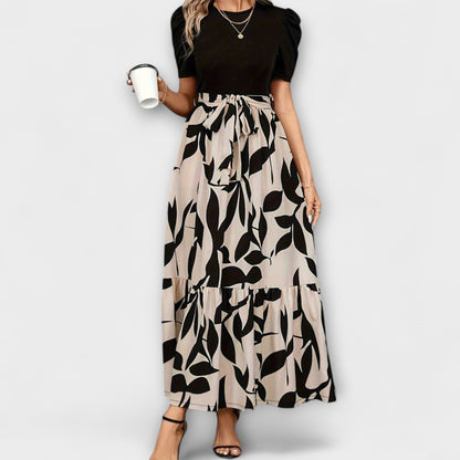 Luna - Floral Print Summer Dress with Round Neck