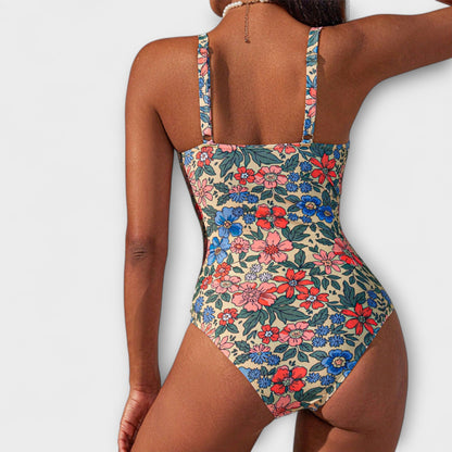 Wendy – Floral Print Halter Neck Swimsuit