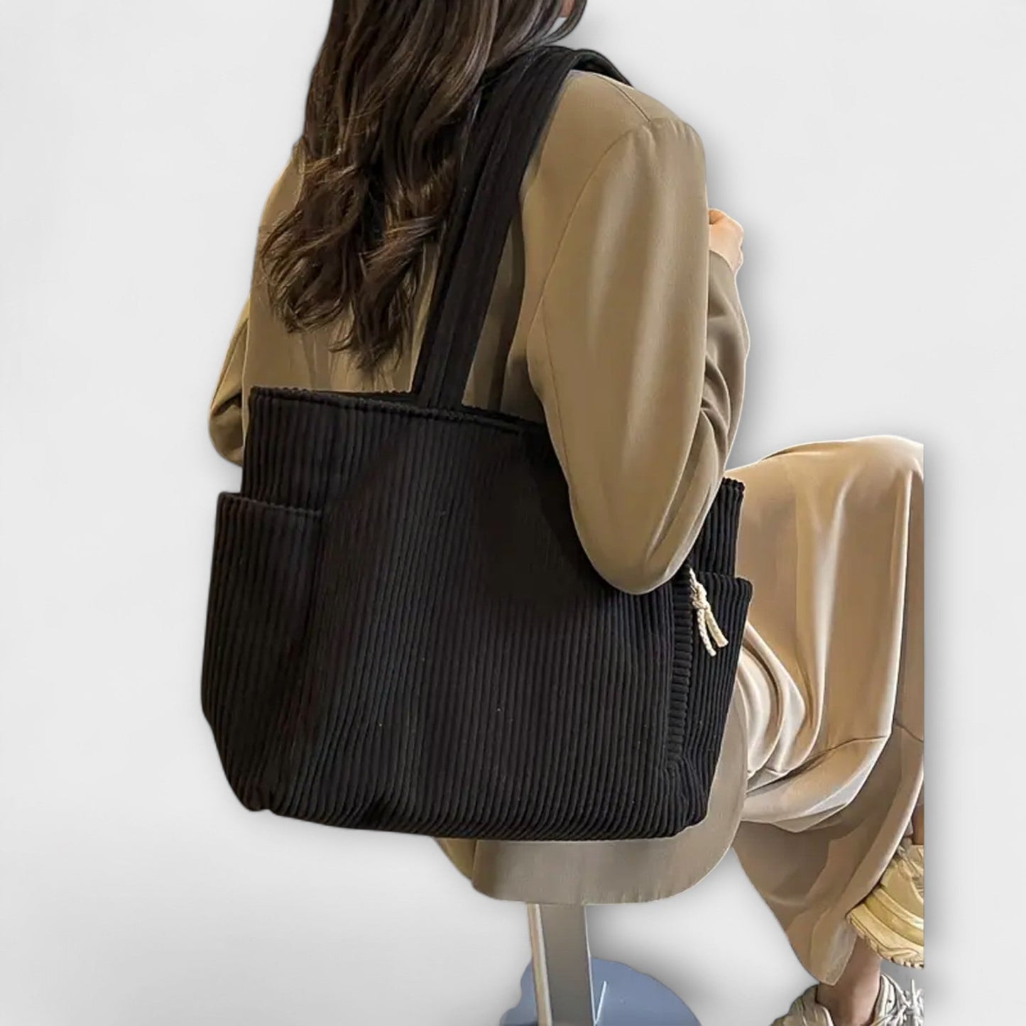 Tilda – Ribbed Tote Bag with Cord Detail