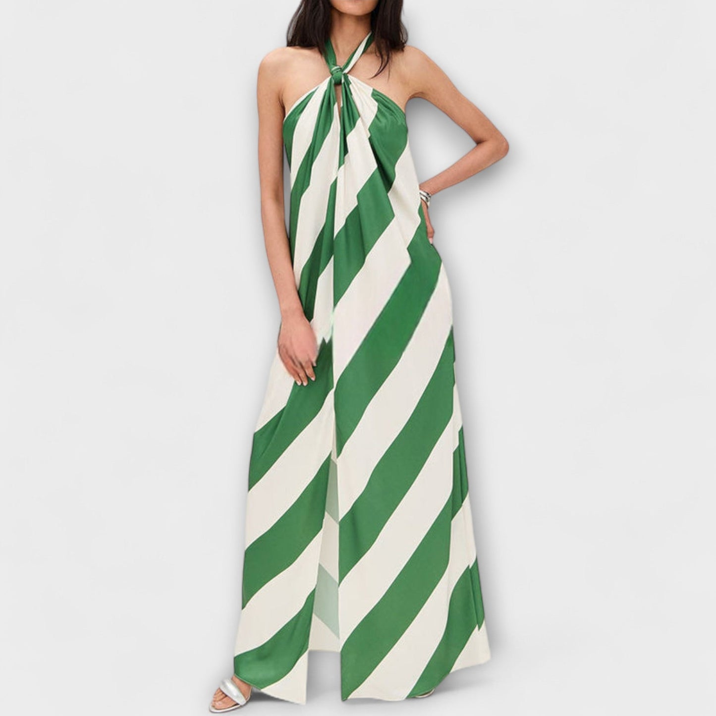 Marlowe - Striped Halter Backless Maxi Dress