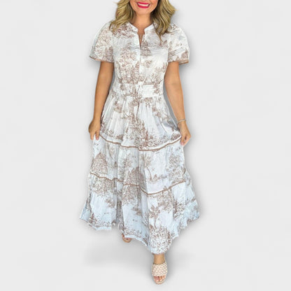 Eliza - Classic Toile Maxi Dress