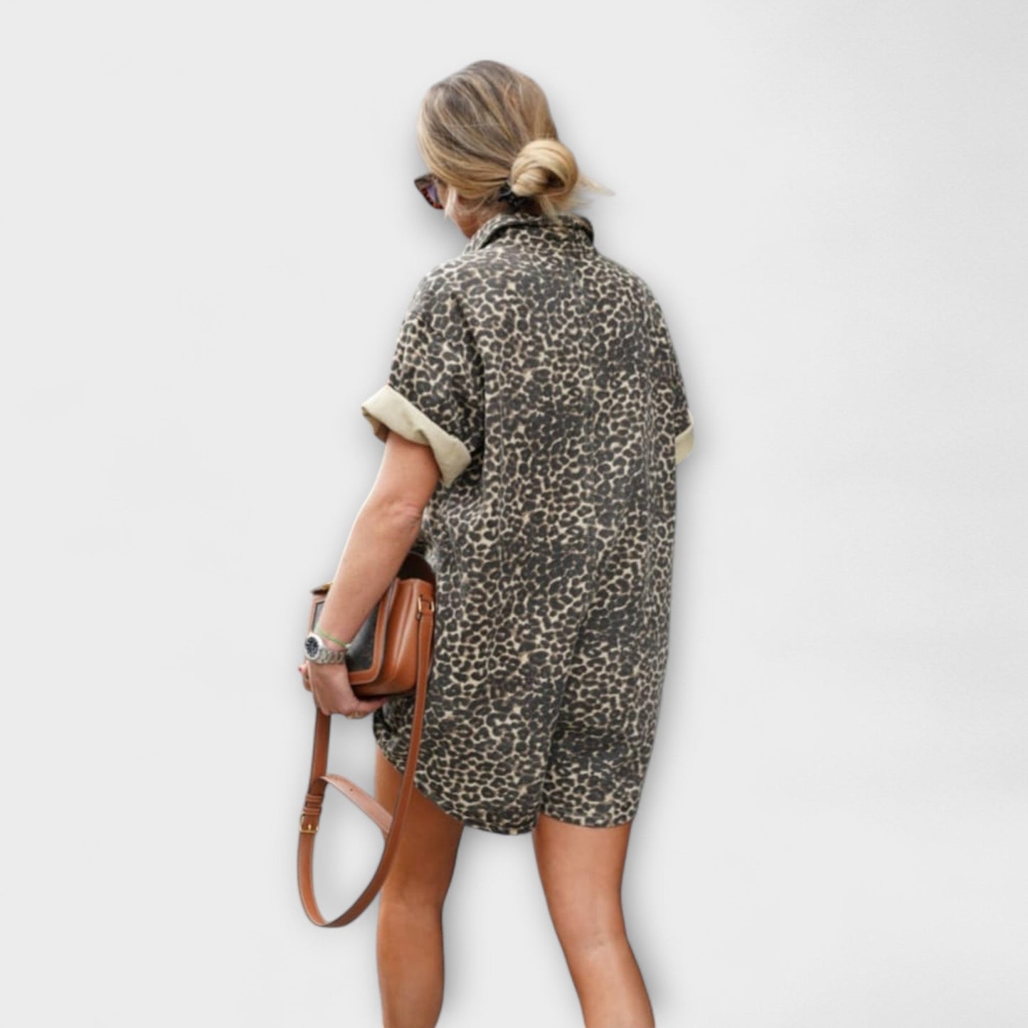 Nonette - Leopard Print Shirt Jumpsuit