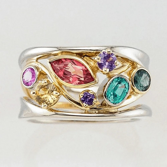 Vintage Ring with Gold and Silver Zirconia
