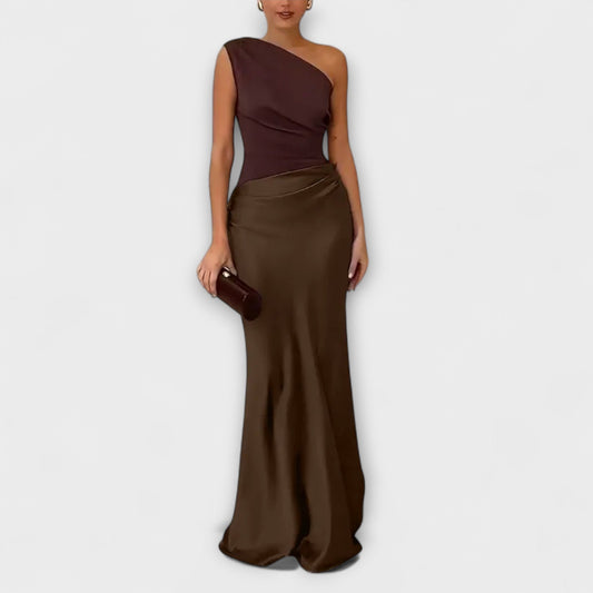 Chic One-Shoulder Pleated Maxi Dress