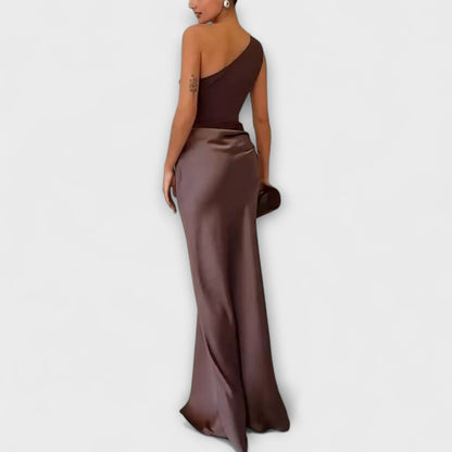 Chic One-Shoulder Pleated Maxi Dress