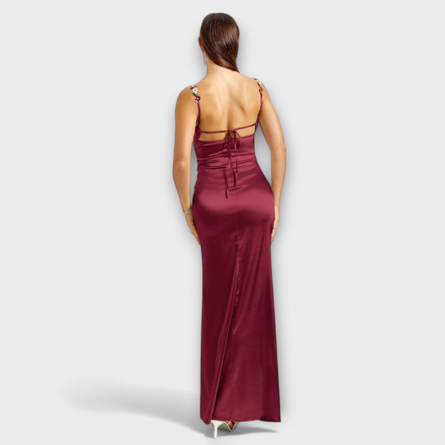 Eira - Satin Dress with Embellishments and Back Lacing