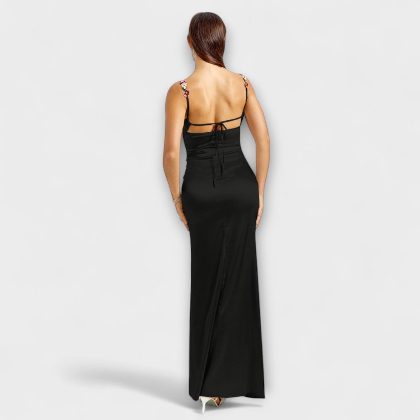 Eira - Satin Dress with Embellishments and Back Lacing