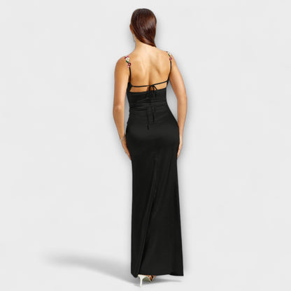 Eira - Satin Dress with Embellishments and Back Lacing