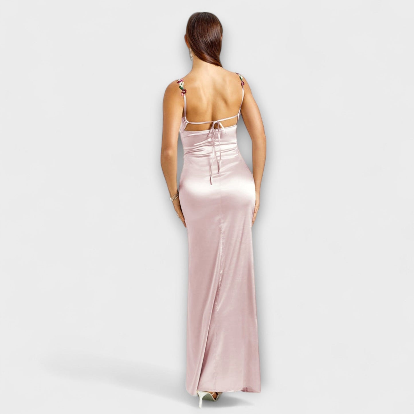 Eira - Satin Dress with Embellishments and Back Lacing