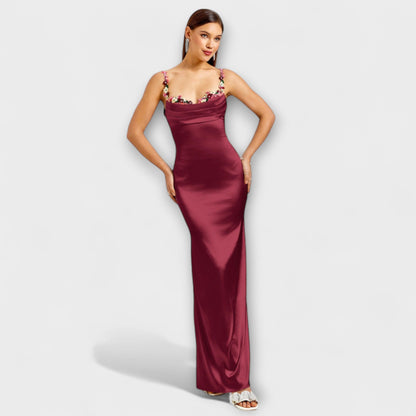 Eira - Satin Dress with Embellishments and Back Lacing