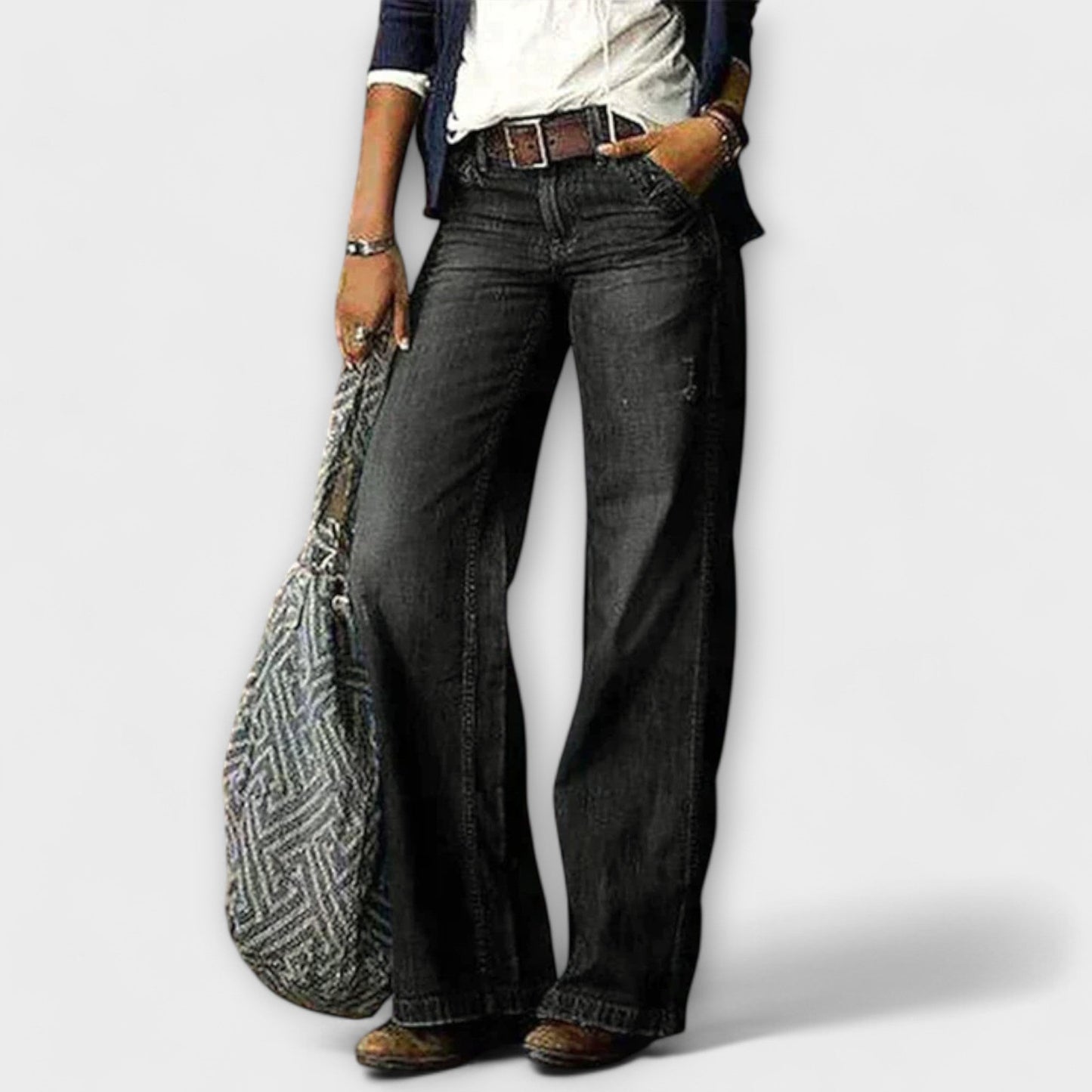 Cess - Wide Leg Denim Pants