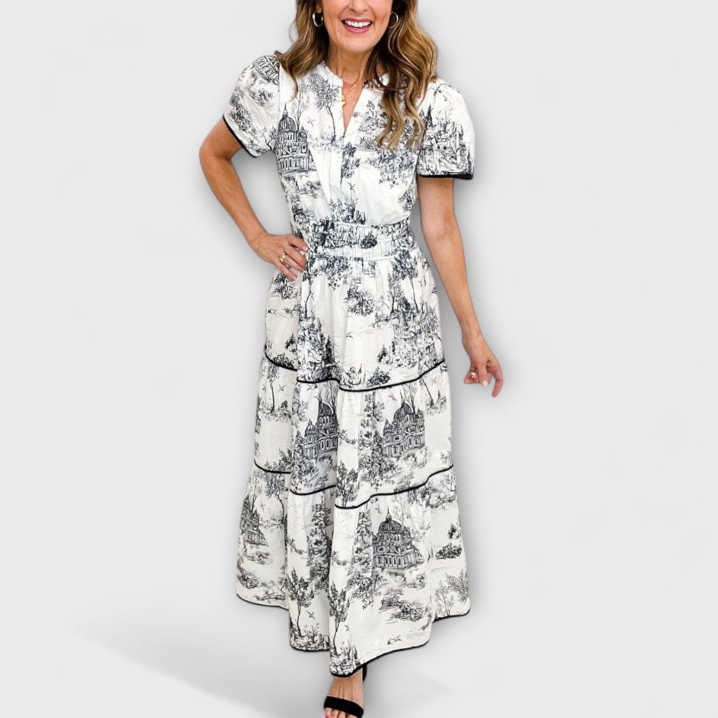 Eliza - Classic Toile Maxi Dress