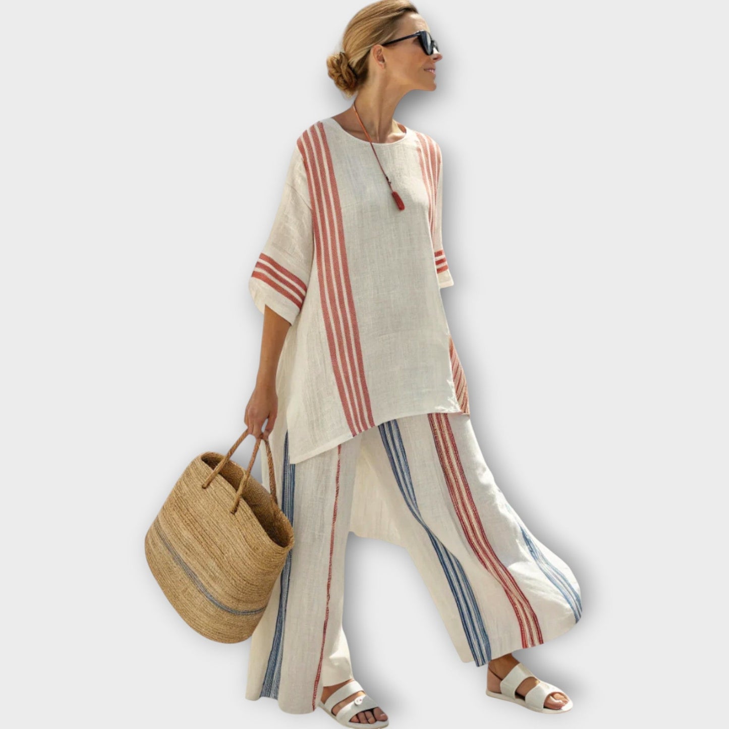 Anila - Stylish Two-Piece Set with Striped Pattern