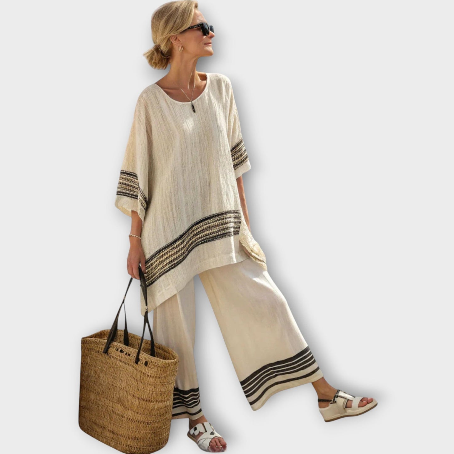 Anila - Stylish Two-Piece Set with Striped Pattern