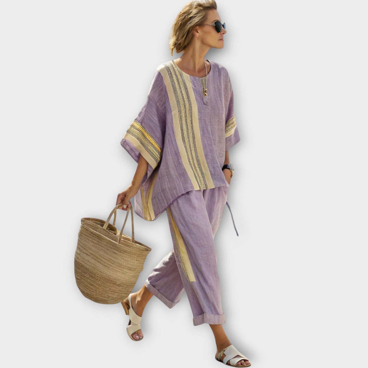 Anila - Stylish Two-Piece Set with Striped Pattern