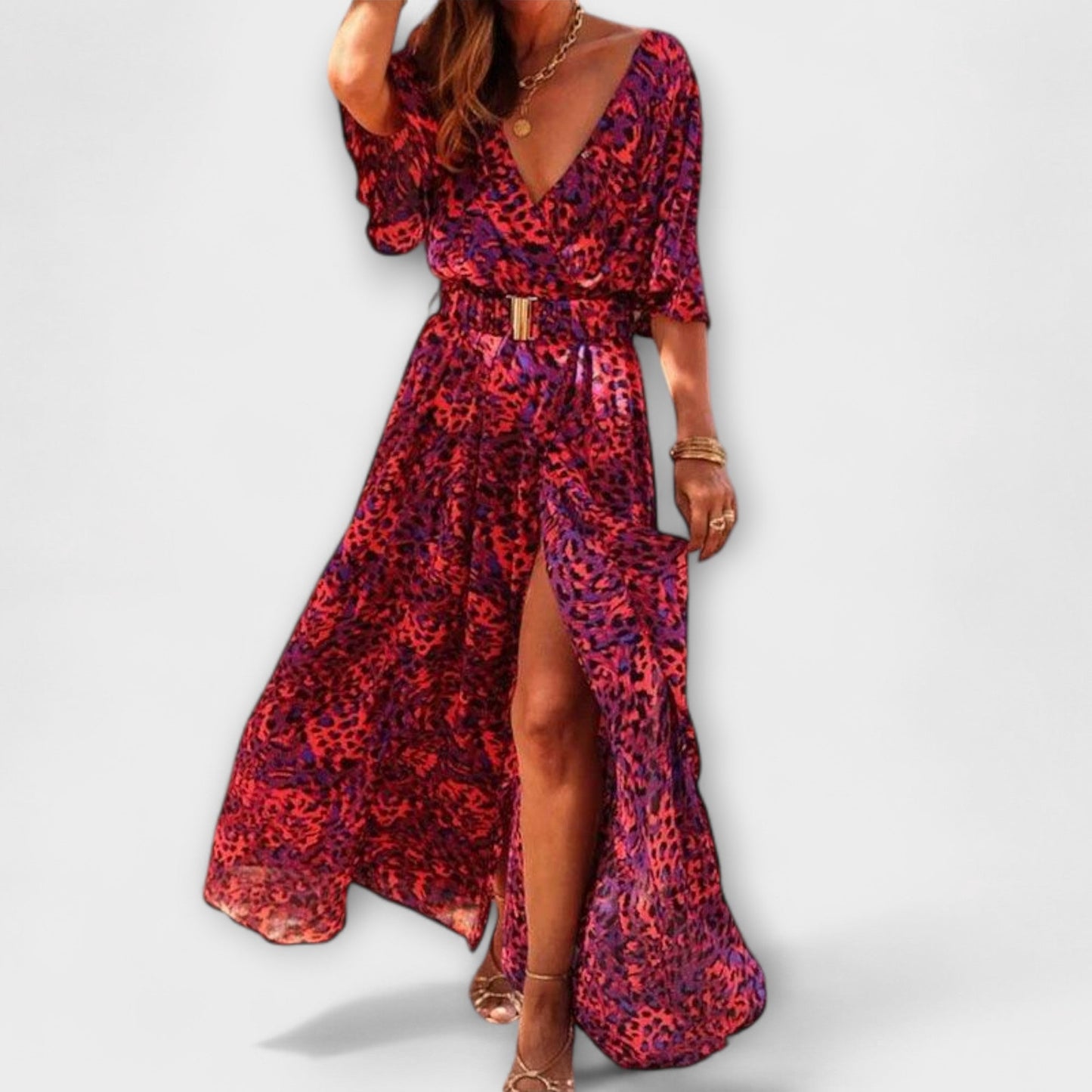 Sabine - Chic Wrap Maxi Dress with Flowing Design