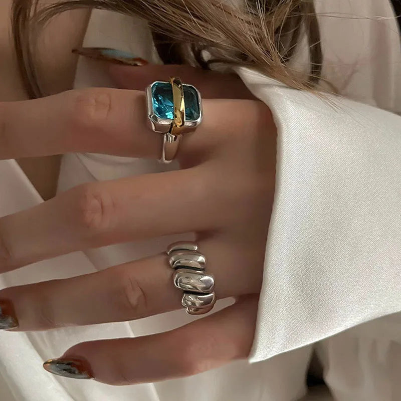 Silver Ring with Blue Zircon